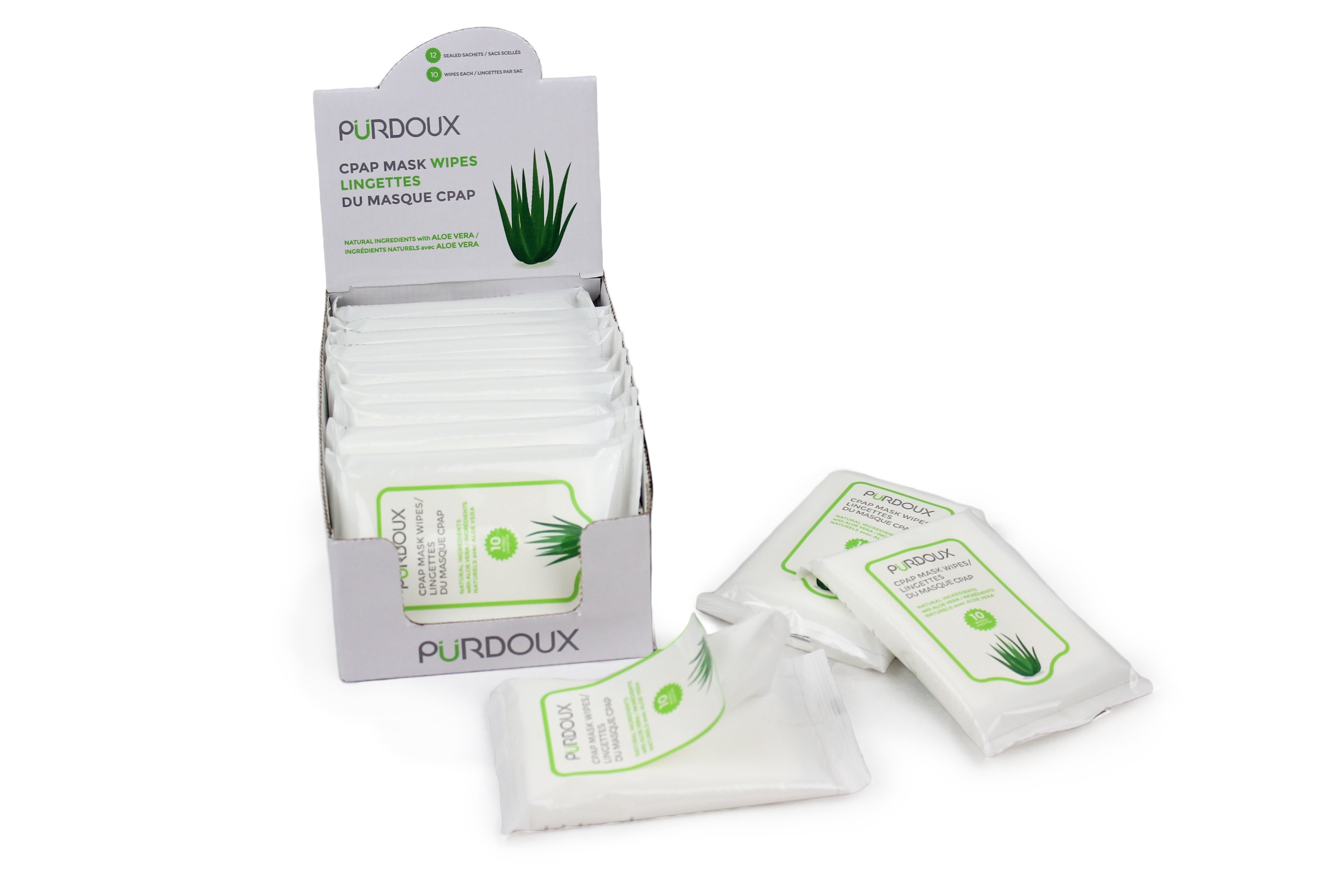 Purdoux CPAP Mask Wipes with Aloe Vera - Travel