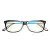 front view of black blue light blocking glasses